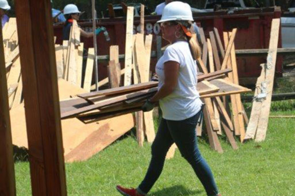 Sherry hauling wood