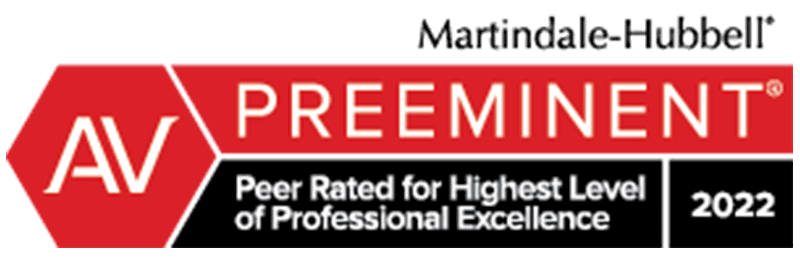 Claims Advocacy - Martindale-Hubble Preeminent Peer Rated for Highest Level of Professional Excellence AV 2022 Badge